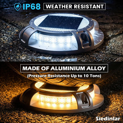 Siedinlar Solar Powered Driveway and Deck Lights - Waterproof 4-Mode 40 LED Heavy-Duty Aluminum Outdoor Ground Lighting for Walkways, Pathways, Steps, Yards, Patios, and Gardens (4 Pack)