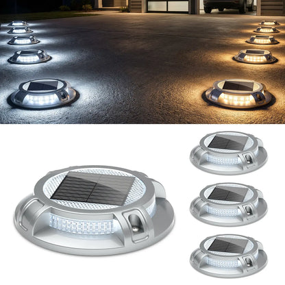 Siedinlar Solar Powered Driveway and Deck Lights - Waterproof 4-Mode 40 LED Heavy-Duty Aluminum Outdoor Ground Lighting for Walkways, Pathways, Steps, Yards, Patios, and Gardens (4 Pack)