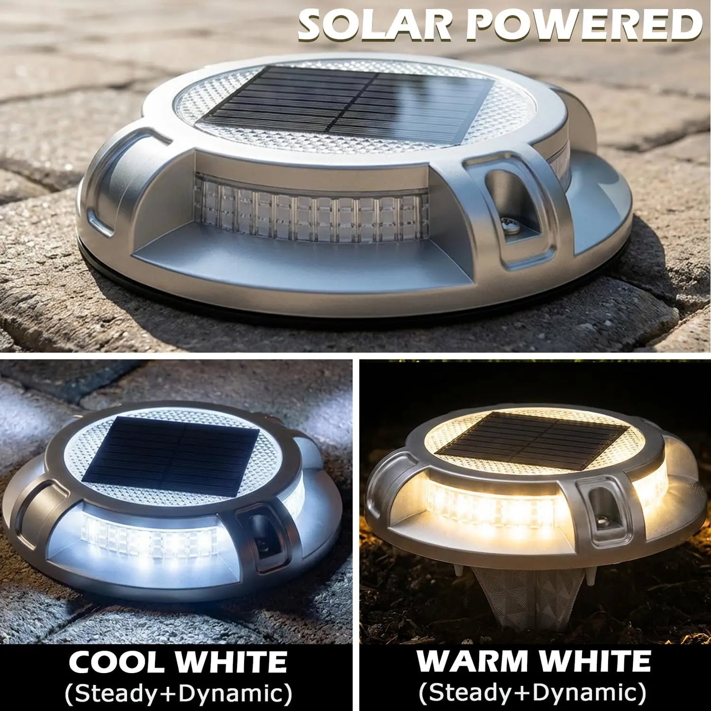 Siedinlar Solar Powered Driveway and Deck Lights - Waterproof 4-Mode 40 LED Heavy-Duty Aluminum Outdoor Ground Lighting for Walkways, Pathways, Steps, Yards, Patios, and Gardens (4 Pack)