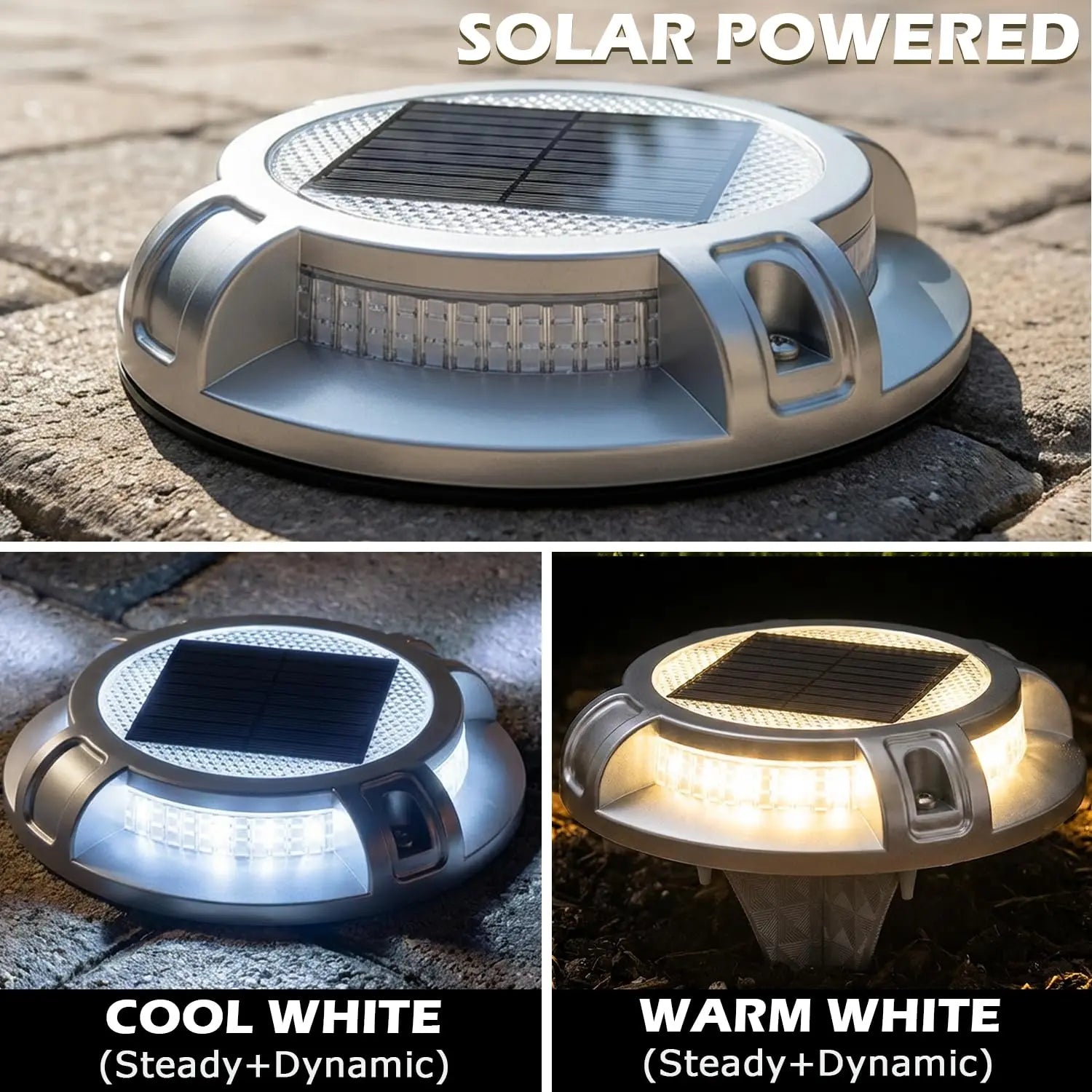 Siedinlar Solar Powered Driveway and Deck Lights - Waterproof 4-Mode 40 LED Heavy-Duty Aluminum Outdoor Ground Lighting for Walkways, Pathways, Steps, Yards, Patios, and Gardens (4 Pack)