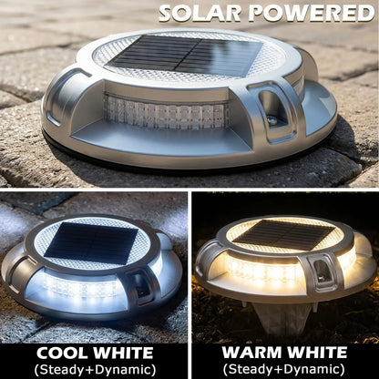 Siedinlar Solar Powered Driveway and Deck Lights - Waterproof 4-Mode 40 LED Heavy-Duty Aluminum Outdoor Ground Lighting for Walkways, Pathways, Steps, Yards, Patios, and Gardens (4 Pack)